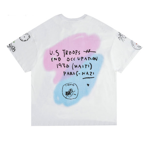 Title 2, Cartoon Hand Drawn Doodle Print Short Sleeve