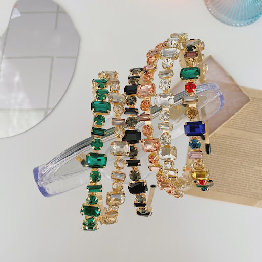 Title 3, Golden Headband with Diamonds and Diamonds. Enh...