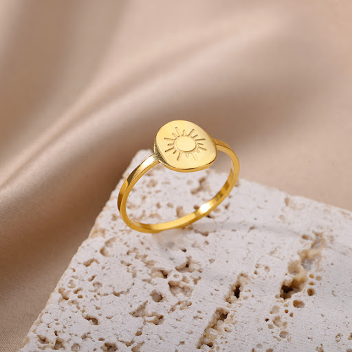 Title 10, Classic Minimalist Element Sun Moon Ring Orname...