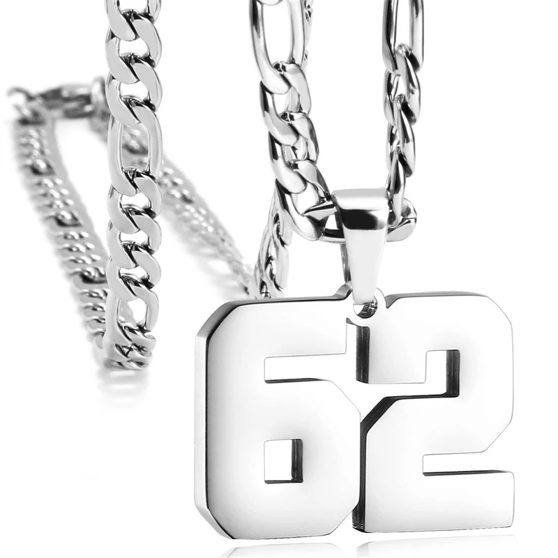 Collier Sport Numérique en Acier Inoxydable pour Athlètes Inspiré des Équipes de Baseball, Basket et Football