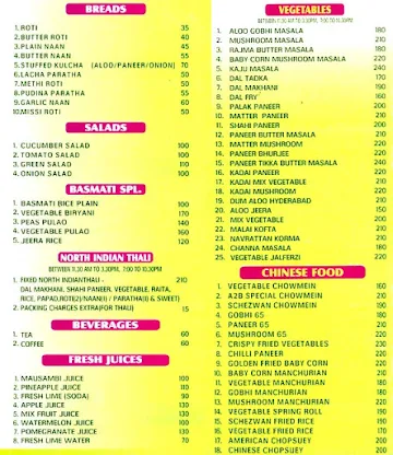 A2B Veg menu 