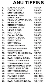 Anu Tiffins Centre menu 1