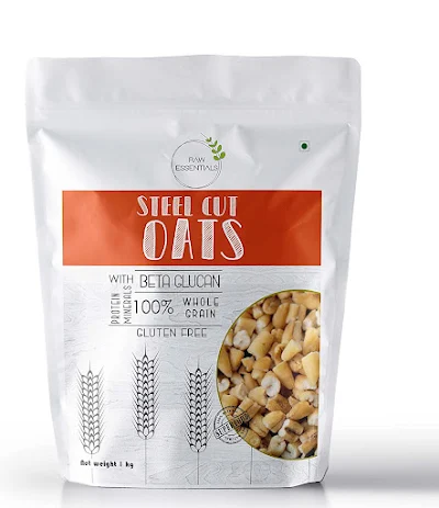 Raw Essentials Gluten Free, Steel Cut Oats 1 Kg [Clean Nutrition I Vegan I Breakfast Oats] - 1000g