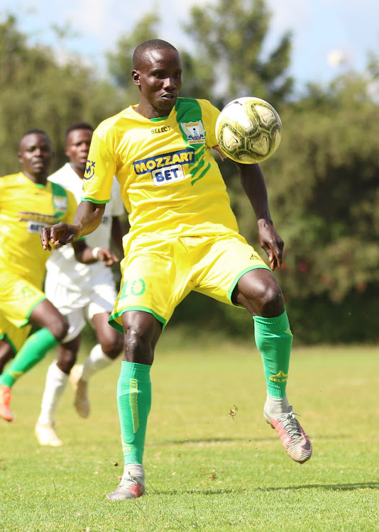 Kakamega Homeboyz striker Moses Mudavadi in action during a past KPL match