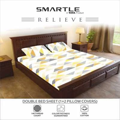 Smartle Double Bedsheet Bunt Yellow Pack Of 1