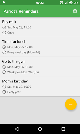 Parrot's Reminders Recurring