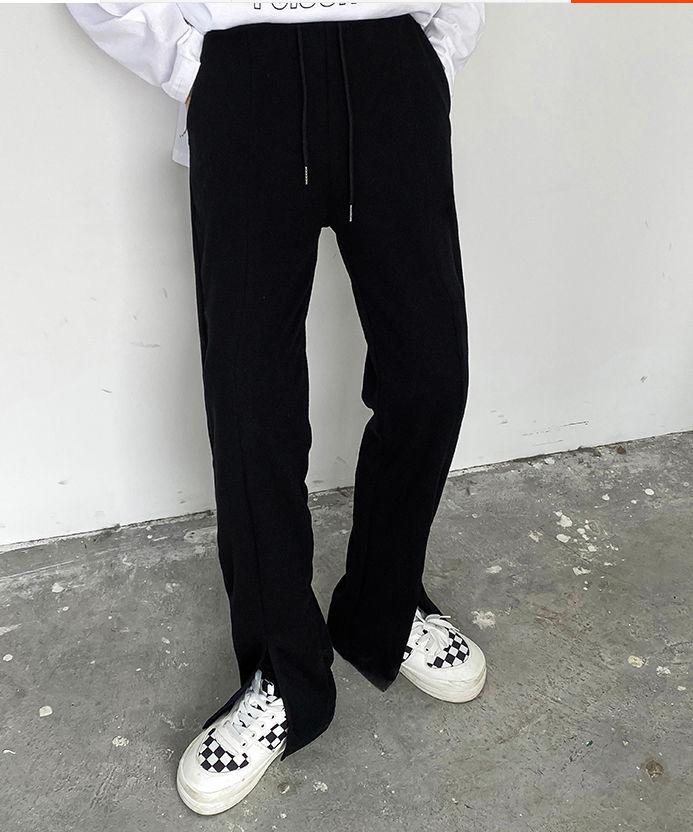 Pantalones anchos drapeados para mujer con aberturas rectas