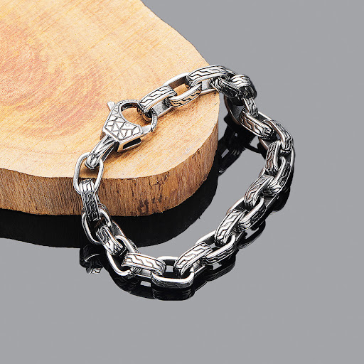 Title 4, Mens Vintage Pattern Titanium Steel Bracelet. ...