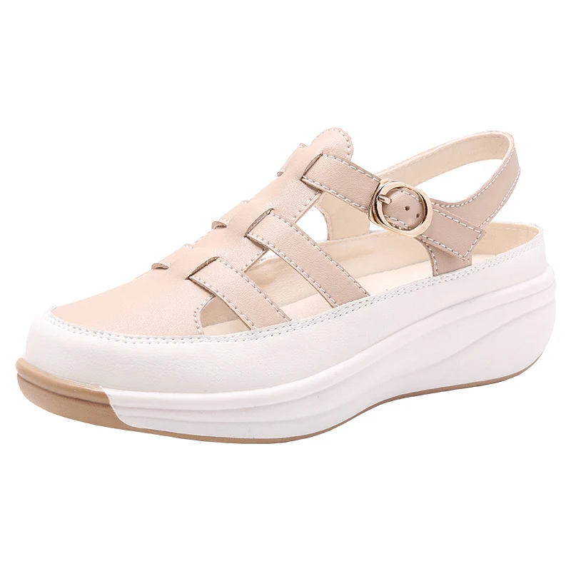 Plus Size Closed Toe White Height Increasing Shoes Thin Sandals Casual Fashion for Women Stylish and Comfortable