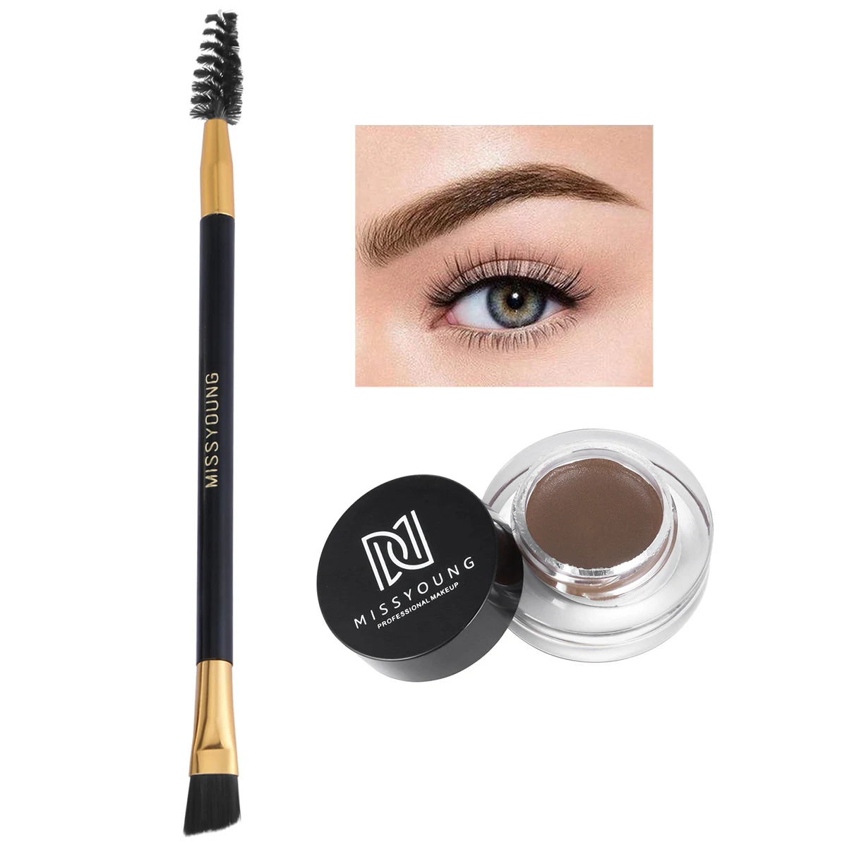 Title 5, Waterproof Plastic Eyebrow Cream and Brush Set ...