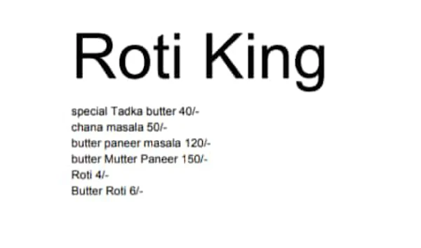 Roti King menu 