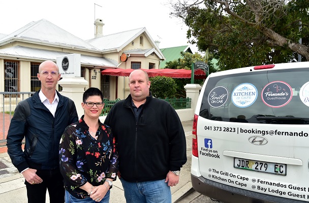 Ryan, Pauline and Brett Ritchie at Fernando’s Guest House at 102 Cape Road. Their stable includes Fernando’s Guest House, Bay Lodge Guest House, The Grill on Cape, Kitchen on Cape and The Daily Grind