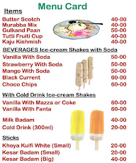 Yours Choice Kulfi and Ice cream parlor menu 1