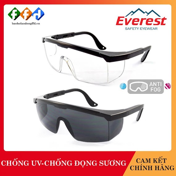 Kính Bảo Hộ Everest Ev105 (2 Màu Trắng/Đen) Kính Chống Bụi, Chống Tia Uv, Chống Trầy Xước, Chống Đọng Sương, Bảo Vệ Mắt[Ffd]