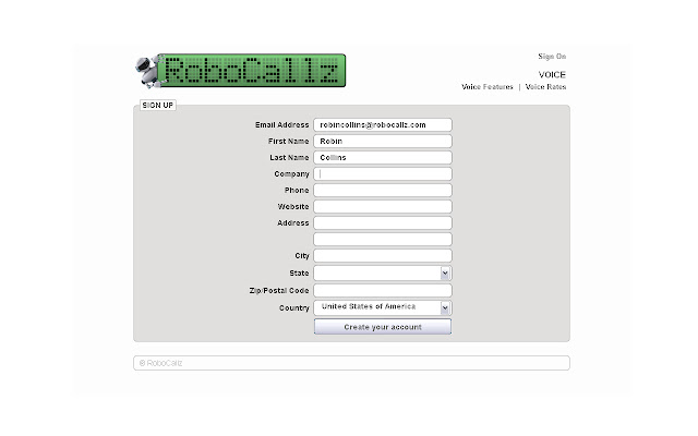 RoboCallz chrome extension