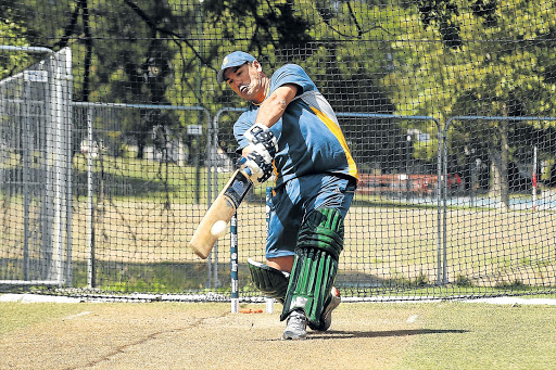 GEARING UP: South Africa coach Russell Domingo bats during a nets session at Hagley Oval in Christchurch Picture: GETTY IMAGES