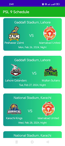 Screenshot PSL 9 Schedule 2024 Live Score