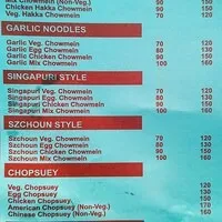 Chinu Chinese Fast Food & Snacks menu 