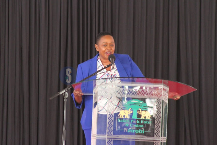 Nominated MP Sabina Chege speaking during the National Prayer Breakfast on the Theme 'Reconciliation' at Safari Park Hotel Nairobi on June 7, 2023.