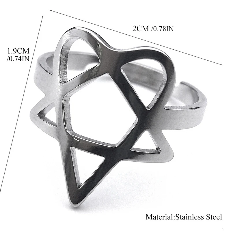 Šuplji Pentagram Prsten Od Nerđajućeg Čelika Unisex Moda Lagani Luksuz Titanijumski Čelik Ukras Idealno za Stil