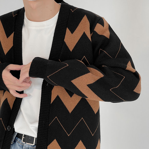 Title 1, Mens Wave Pattern Cardigan Sweater, a comforta...