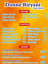 Donne Biriyani Natti Style menu 1