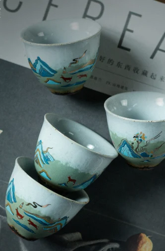 Title 5, Tazza da tè Fu Rushan in ceramica giapponese co...