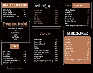 The Skyfall Lounge menu 