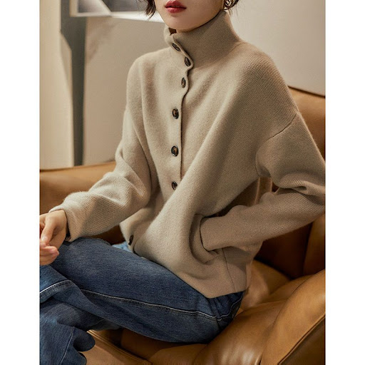 Title 6, Slouchy Style Loose High-necked Coat With Advan...