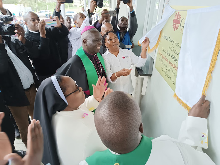 Nairobi Archbishop Phillip Anyolo opens Caritas Nairobi’s milk processing plant at archdiocesan farm in Tigoni, Limuru