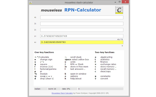 Mouseless Stack-Calculator App Preview 1