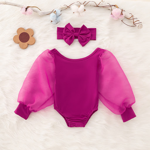 Title 3, Bubble Sleeved Mesh Multi-color Swimsuit, a sty...