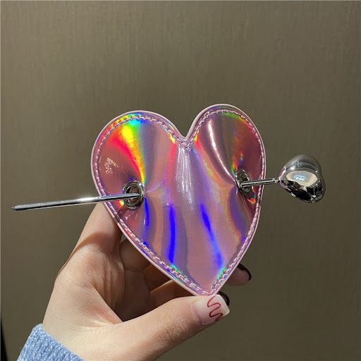 Title 1, Overlock Heart Leather Sequin Glossy Heart Hair...