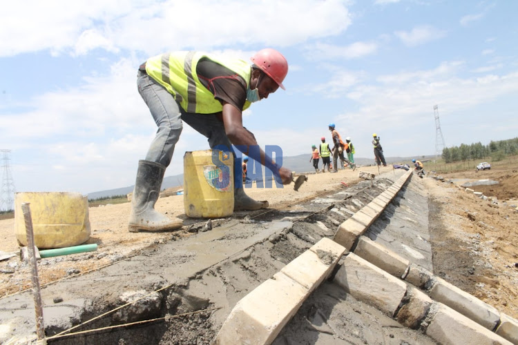 Ongoing works on the railway line connecting the Naivasha Inland Container Depot to Longonot Station at DK 20, Naivasha on February 16, 2021.