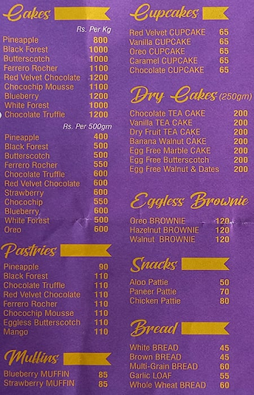 Karachi Bakery & Cafe menu 