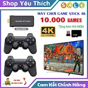 Máy Chơi Game Free Ship Máy Chơi Game Cầm Tay 4 Nút Hdmi 10000 Trò Chơi Cổ Điển Tặng Kèm Thẻ Nhớ 64Gb