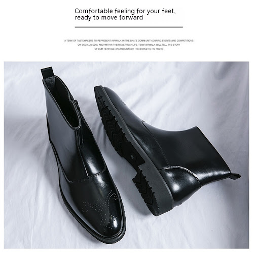 Title 8, Mens Fall Winter Business Leather Boots, Zippe...