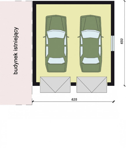 GP4 garaż dostawiany dwustanowiskowy - Rzut garażu