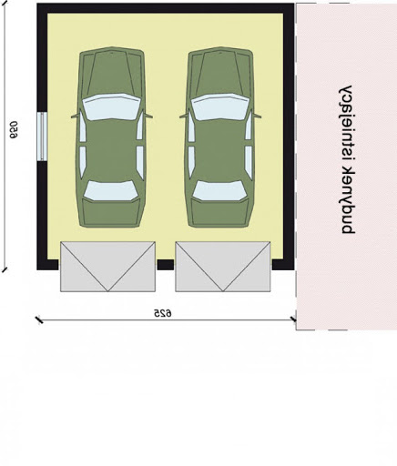 GP4 garaż dostawiany dwustanowiskowy - Rzut garażu