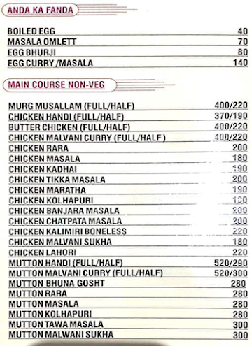 Hotel Sangram Bar And Family Restaurant menu 