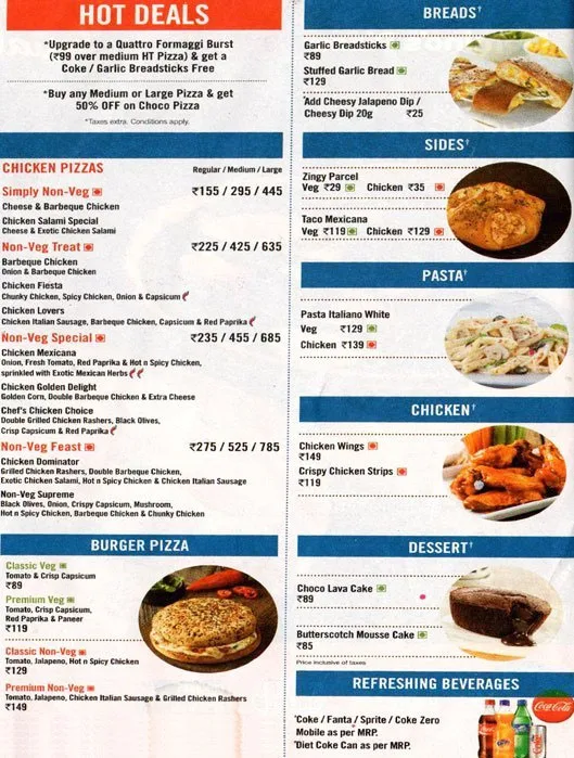 Domino's Pizza menu 