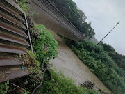 The swollen Umbilo river in Durban on Monday