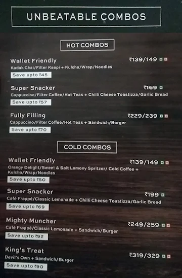 Cafe Coffee Day menu 