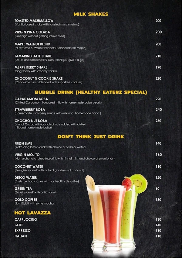 Healthy Eaterz Cafe menu 