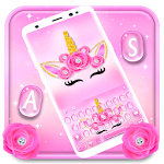 Cover Image of Tải xuống Pink Rose New Unicorn Keyboard Theme 1.0 APK