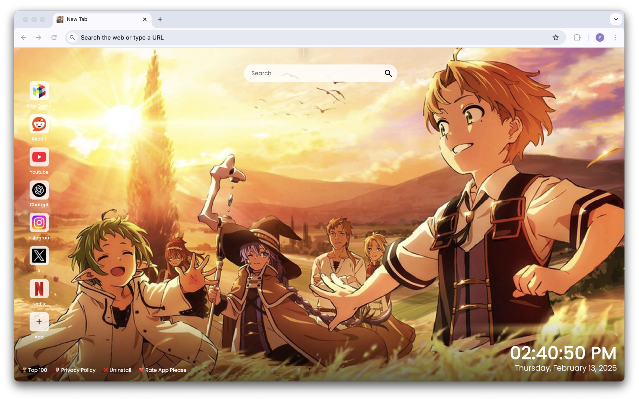 Mushoku Tensei Wallpapers New Tab Anime Extension