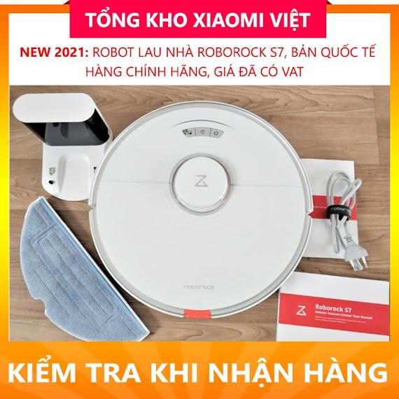 Robot Hút Bụi Lau Nhà Xiaomi Roborock S7 Tặng Phụ Kiện 350.000 Đ – Bản Quốc Tế, Bảo Hành Chính Hãng 12 Tháng, Full Vat