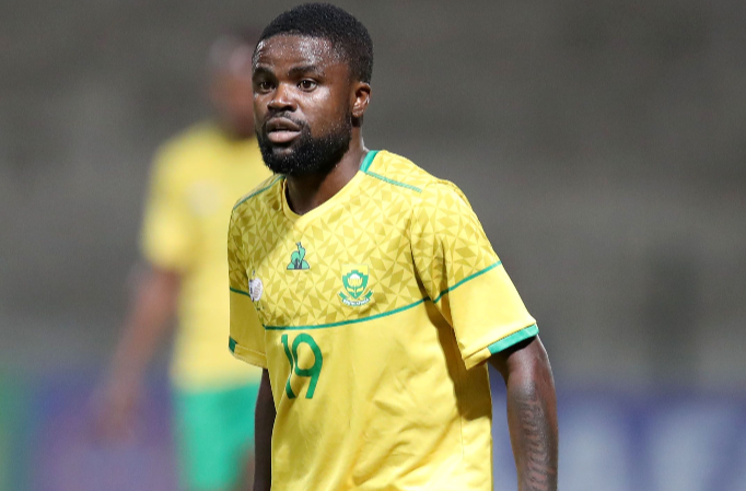 Bafana Bafana player Lesedi Kapinga during the 2023 Cosafa Cup semifinal against Zambia in King Zwelithini Stadium in Umlazi on July 14 2023.