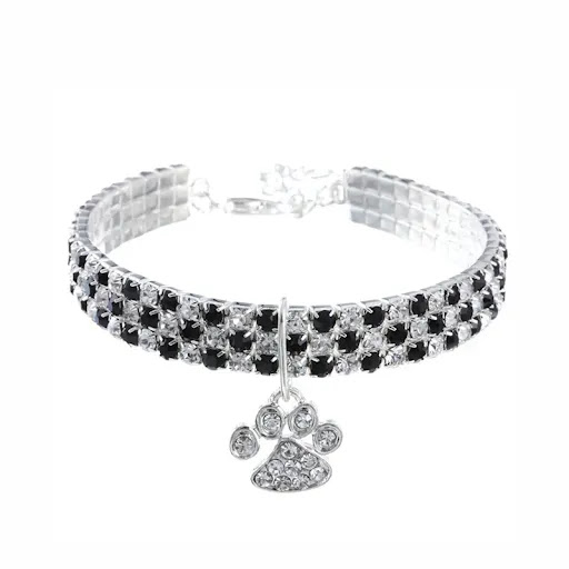 Title 4, Diamond mixed color stretch cat and dog necklac...
