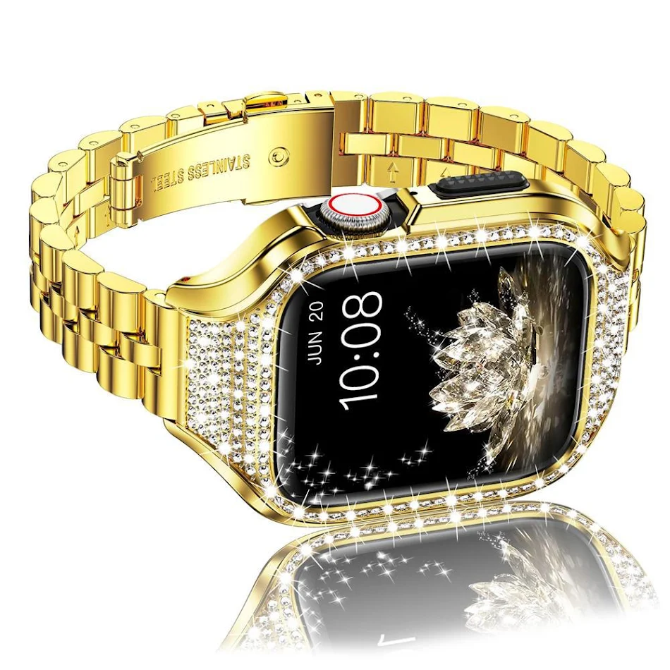 Kleines Smartwatch-Armband mit drei Diamanten. Elegantes Design für Alltag und besondere Anlässe. Passt perfekt und ist bequem.